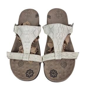 Vionic Orthaheel Molly Snakeskin White Slide Strappy Sandals Womens Size 9